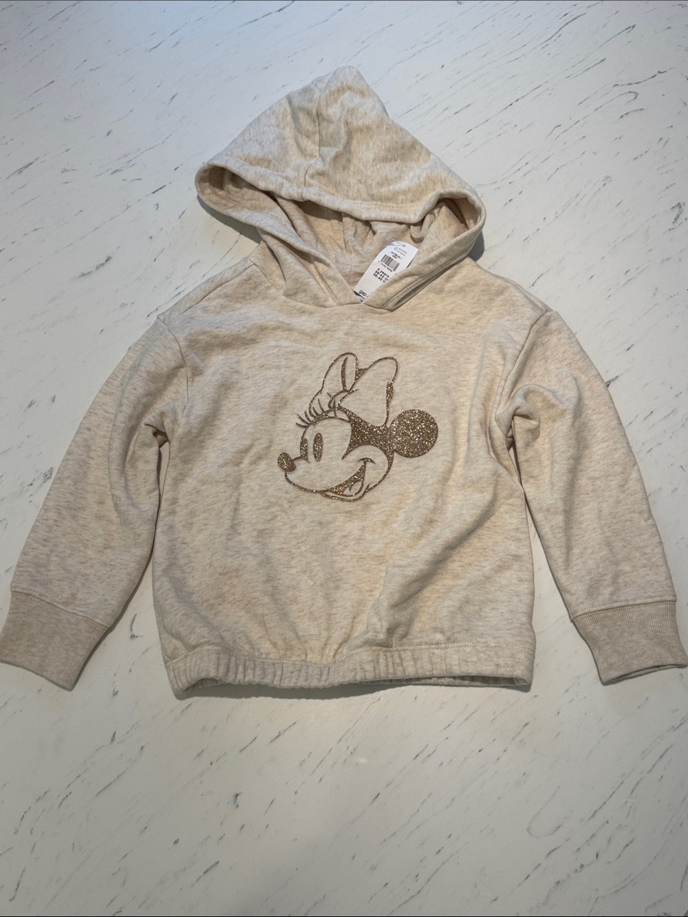 GAP Disney Girls 4T Minnie Mouse Hooded Sweatshirt Cream Gold NWT